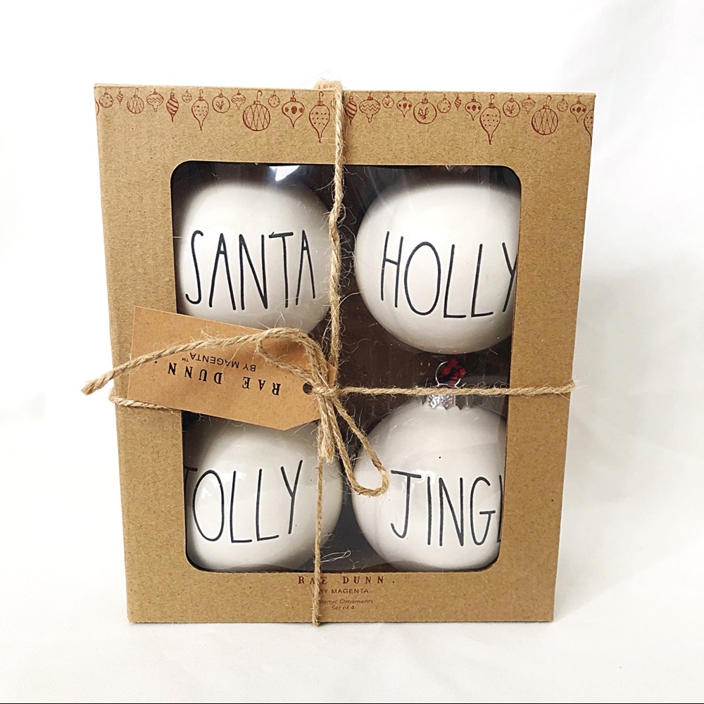 Rae Dunn 2019 Christmas ornaments set of four